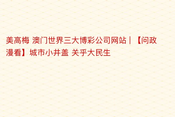美高梅 澳门世界三大博彩公司网站 | 【问政漫看】城市小井盖 关乎大民生