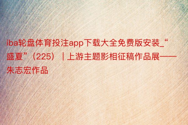 iba轮盘体育投注app下载大全免费版安装_“盛夏”（225） | 上游主题影相征稿作品展——朱志宏作品