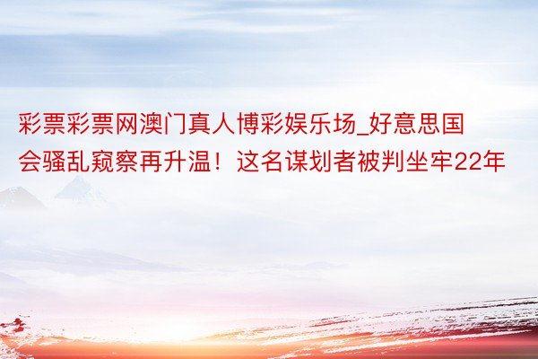 彩票彩票网澳门真人博彩娱乐场_好意思国会骚乱窥察再升温！这名谋划者被判坐牢22年