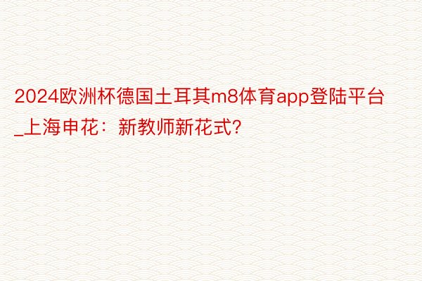 2024欧洲杯德国土耳其m8体育app登陆平台_上海申花：新教师新花式？